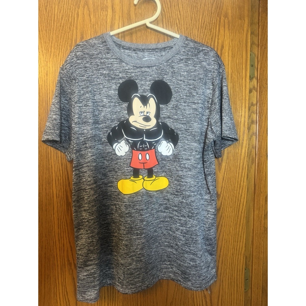 Disney Mad Engine "Muscle Mickey" Graphic‎ Tee L Grey Heather – Unisex